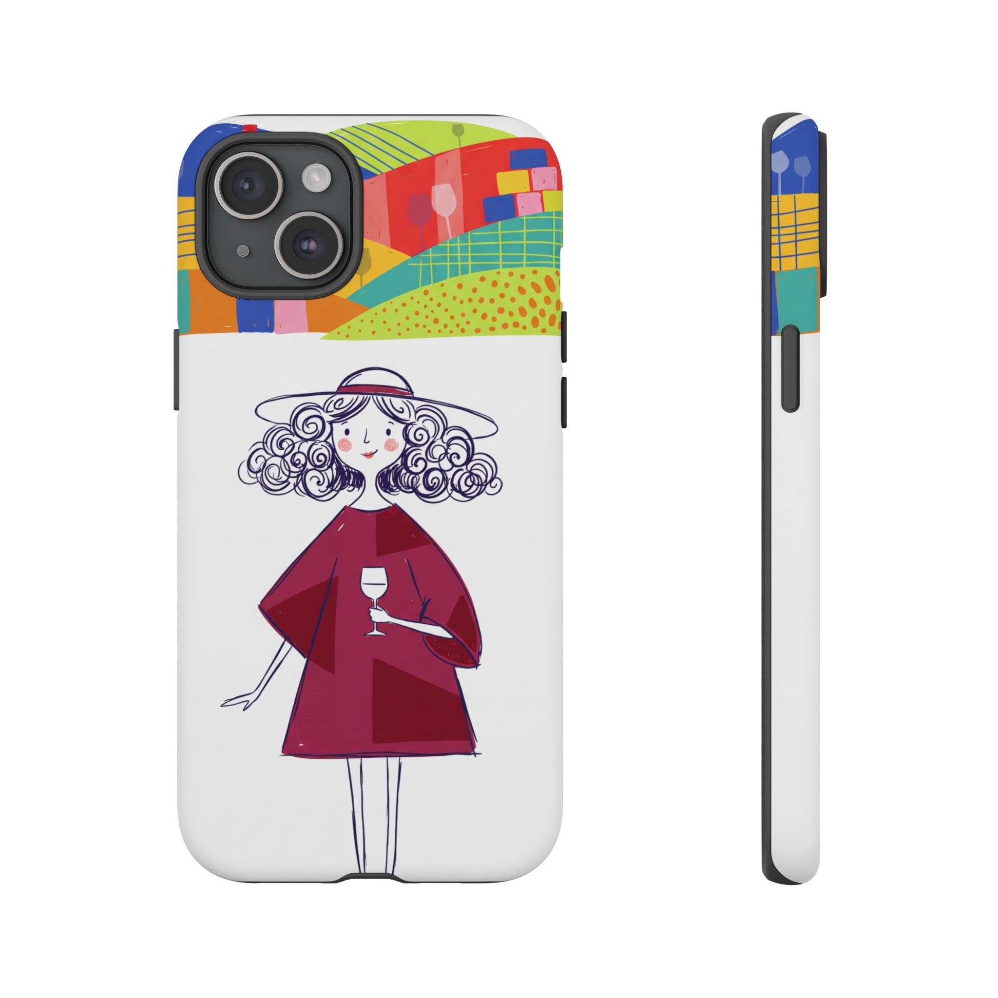 Colourful Artistic Wine Lady iPhone Case