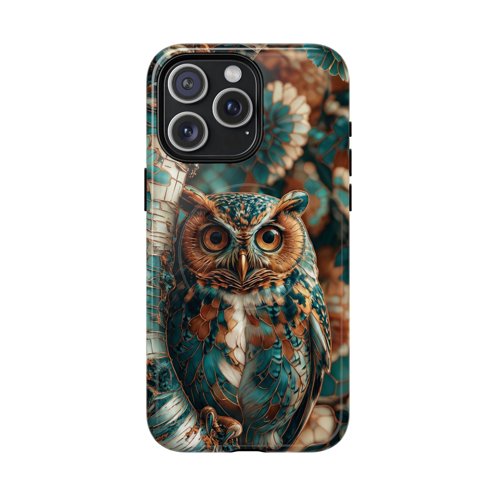 Custodia MagSafe resistente per iPhone con motivo a mosaico gufo