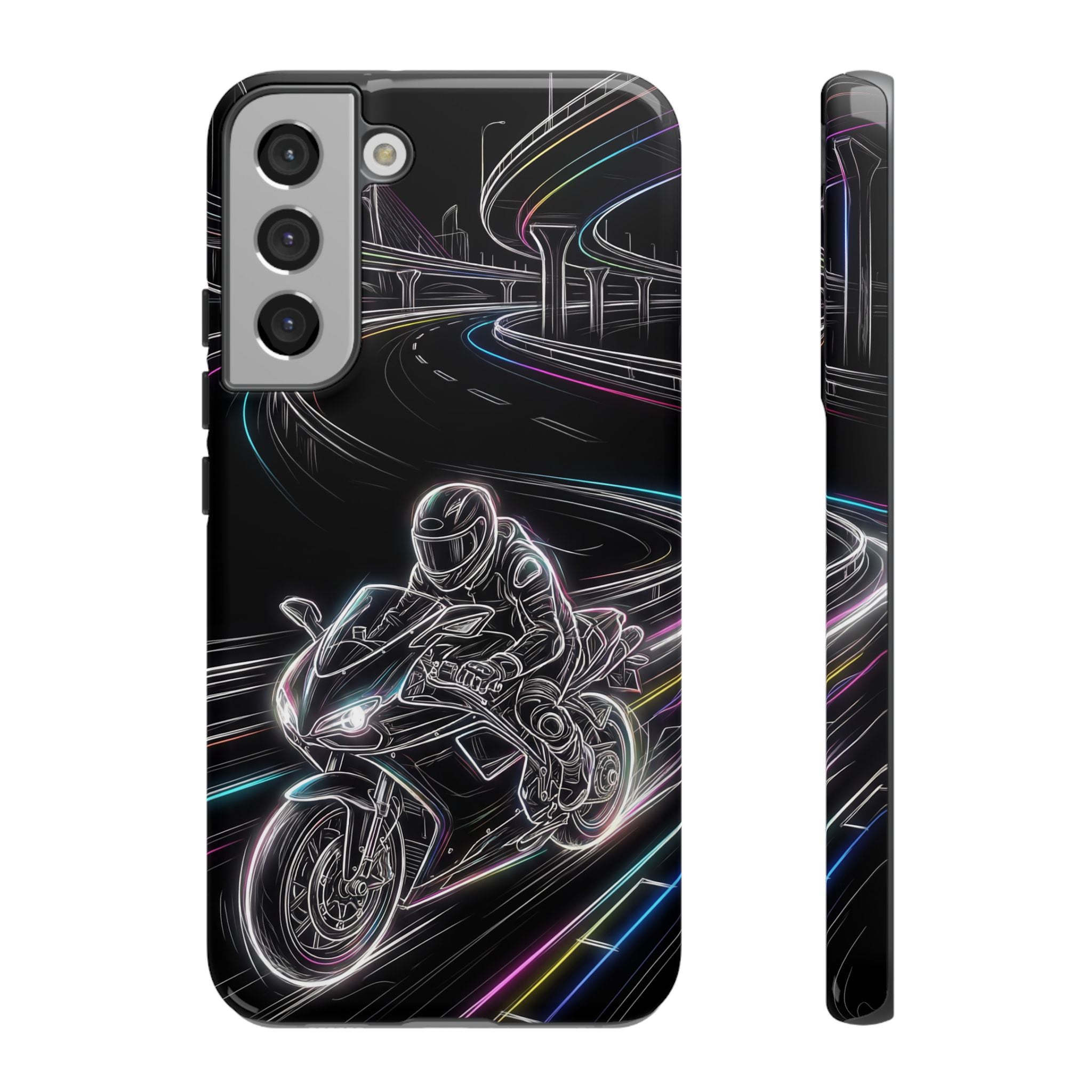 Neon Night Rider Samsung Galaxy Phone Case | Motorcycle Racing Protective Cover
