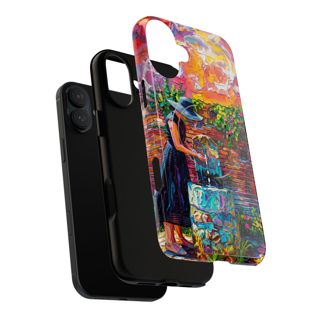 Artistic Garden iPhone Case | Woman at Fountain Tough MagSafe Case