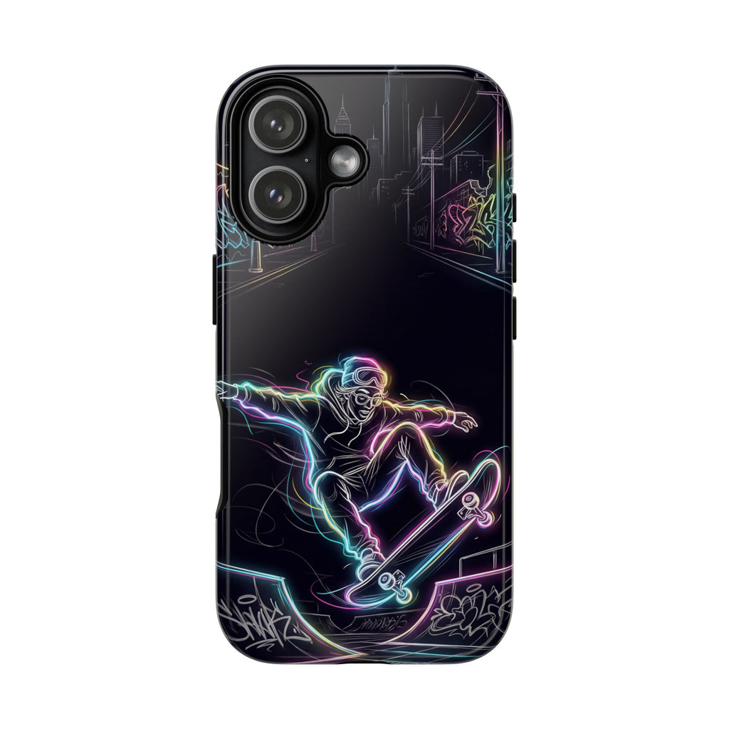 Neon Skateboard iPhone Case | Glow Skatepark Protective Cover