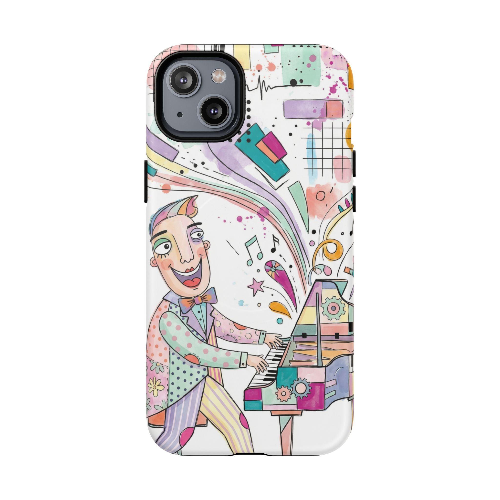 Musical Pianist MagSafe iPhone Case | Colorful Whimsical Piano Art