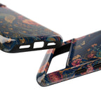 Peacock Floral Tough Google Pixel Phone Case | Antique Indigo Gold Art Cover