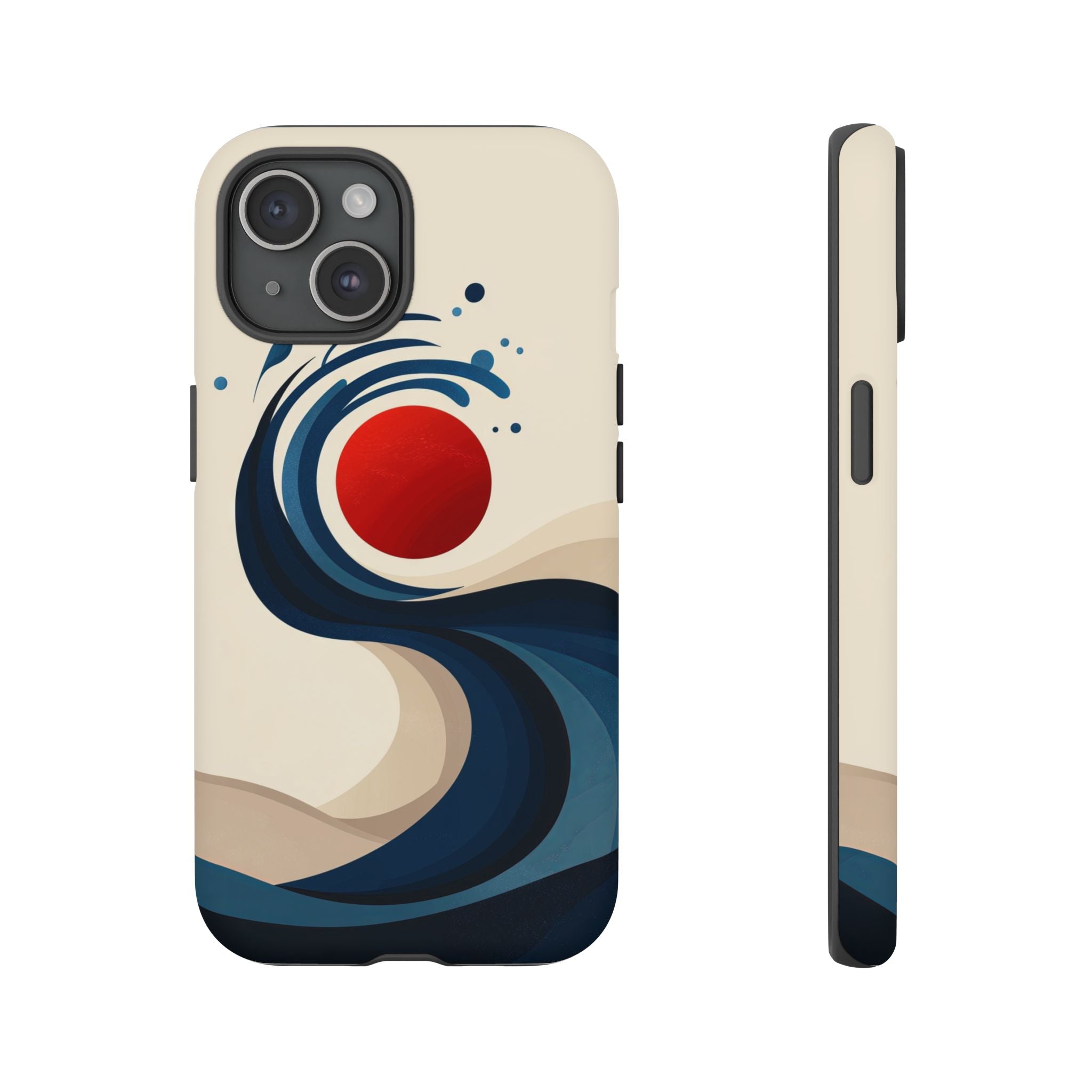 Abstract Wave iPhone Case | Red Sun Ocean Art