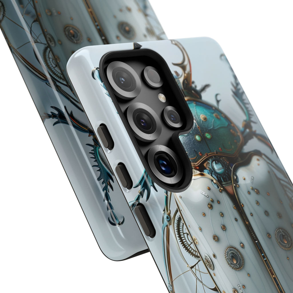Steampunk White Beetle Protective Tough Samsung Galaxy Case