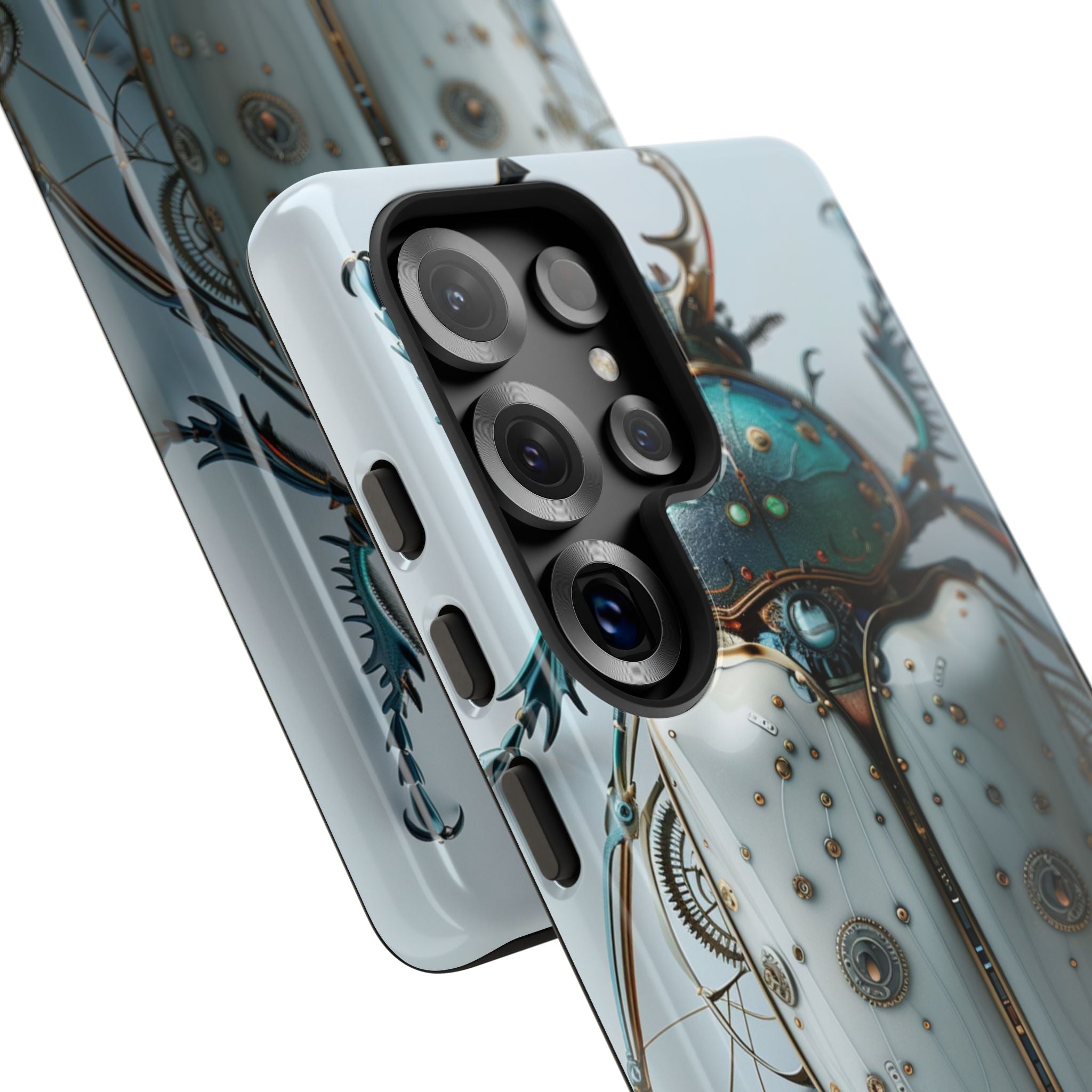 Steampunk White Beetle Protective Tough Samsung Galaxy Case