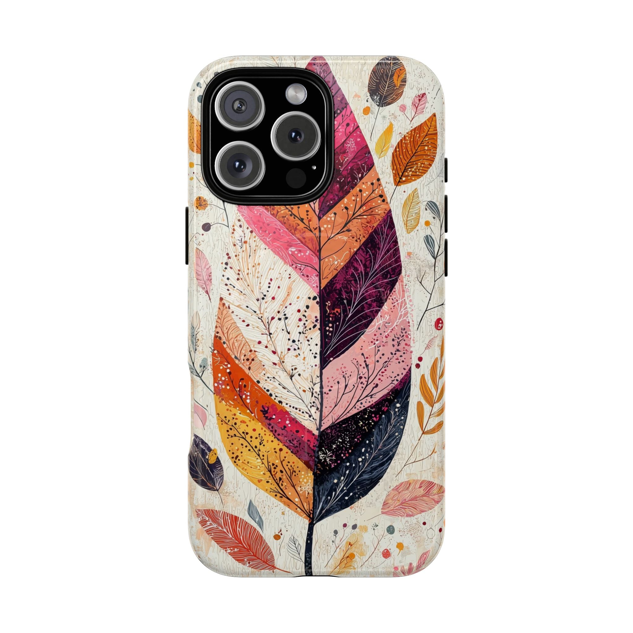 Custodia MagSafe resistente per iPhone Autumn Leaf | Design autunnale con piume ad acquerello