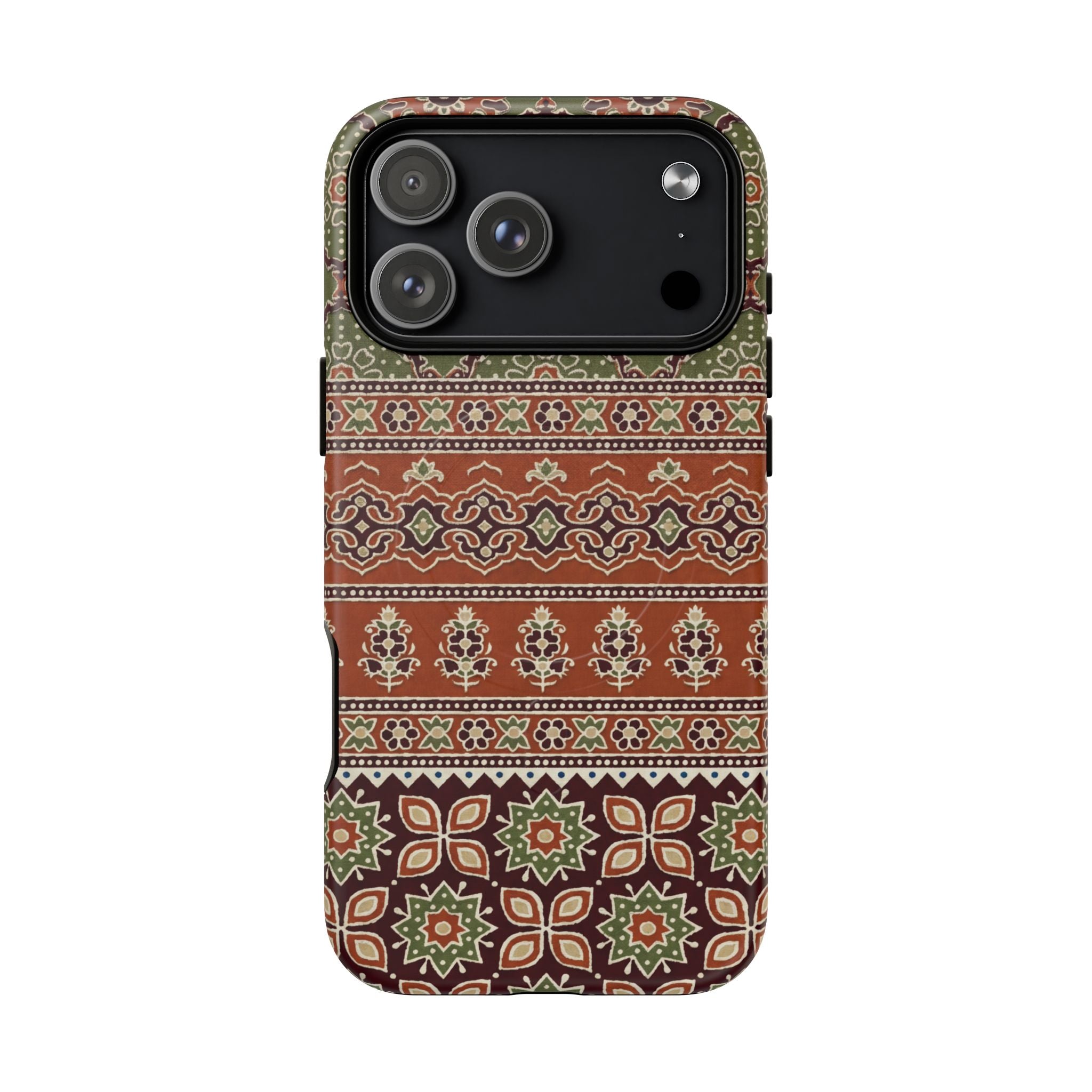 Batik Floral Protective Tough MagSafe iPhone Case