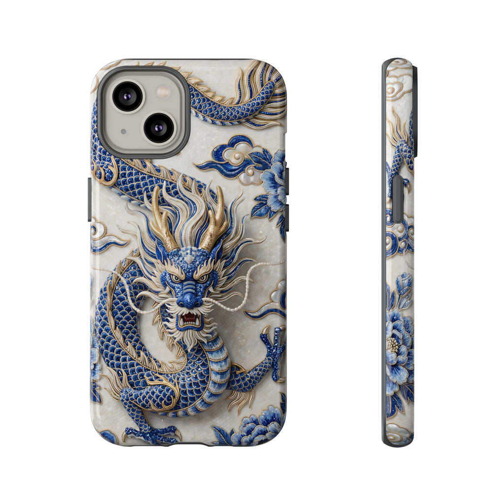 Asian Zodiac Dragon iPhone Case | Blue & White Porcelain Luxury Protective Case | Year of the Dragon Gift