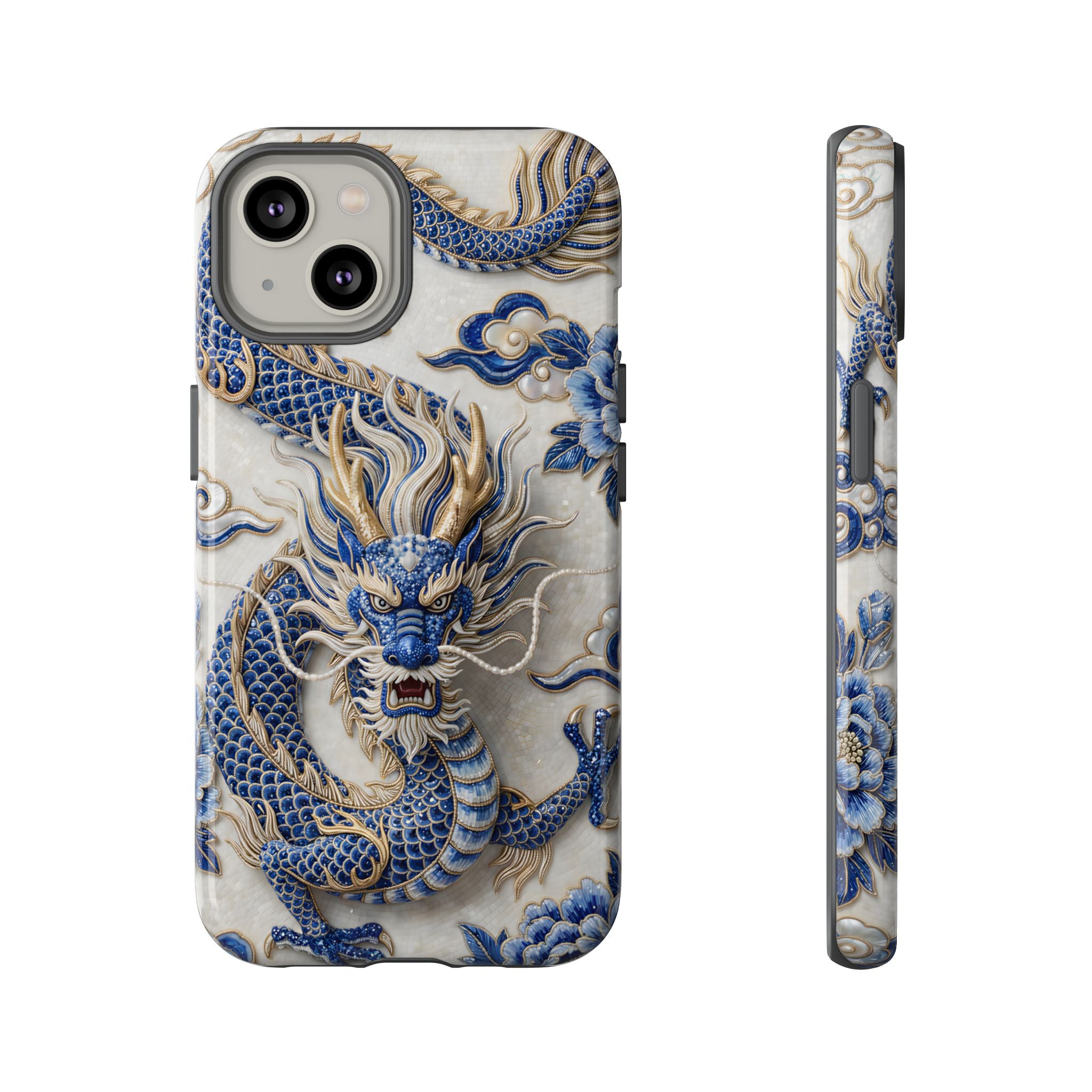 Asian Zodiac Dragon iPhone Case | Blue & White Porcelain Luxury Protective Case | Year of the Dragon Gift