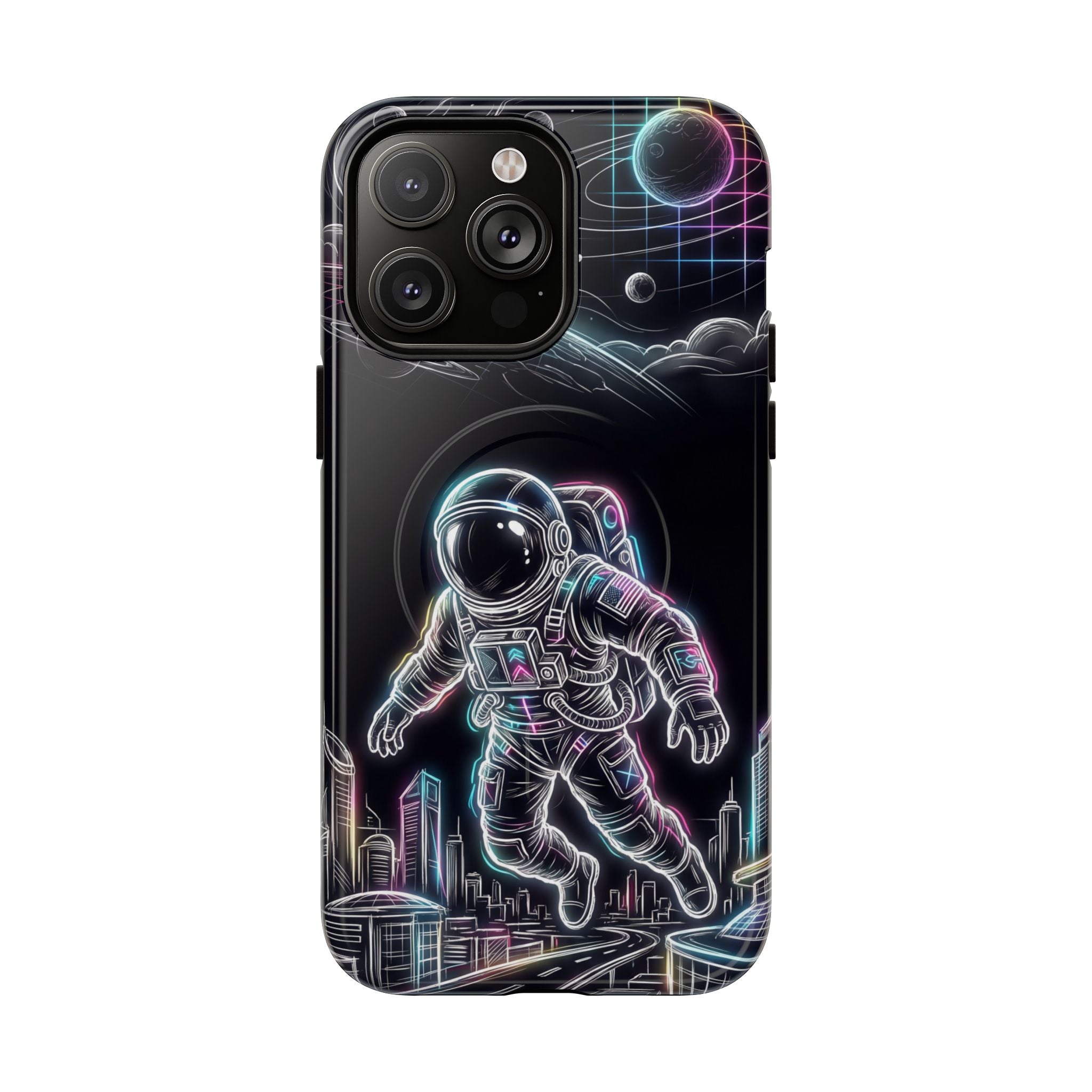 Space Explorer Astronaut NeonMagSafe iPhone Case