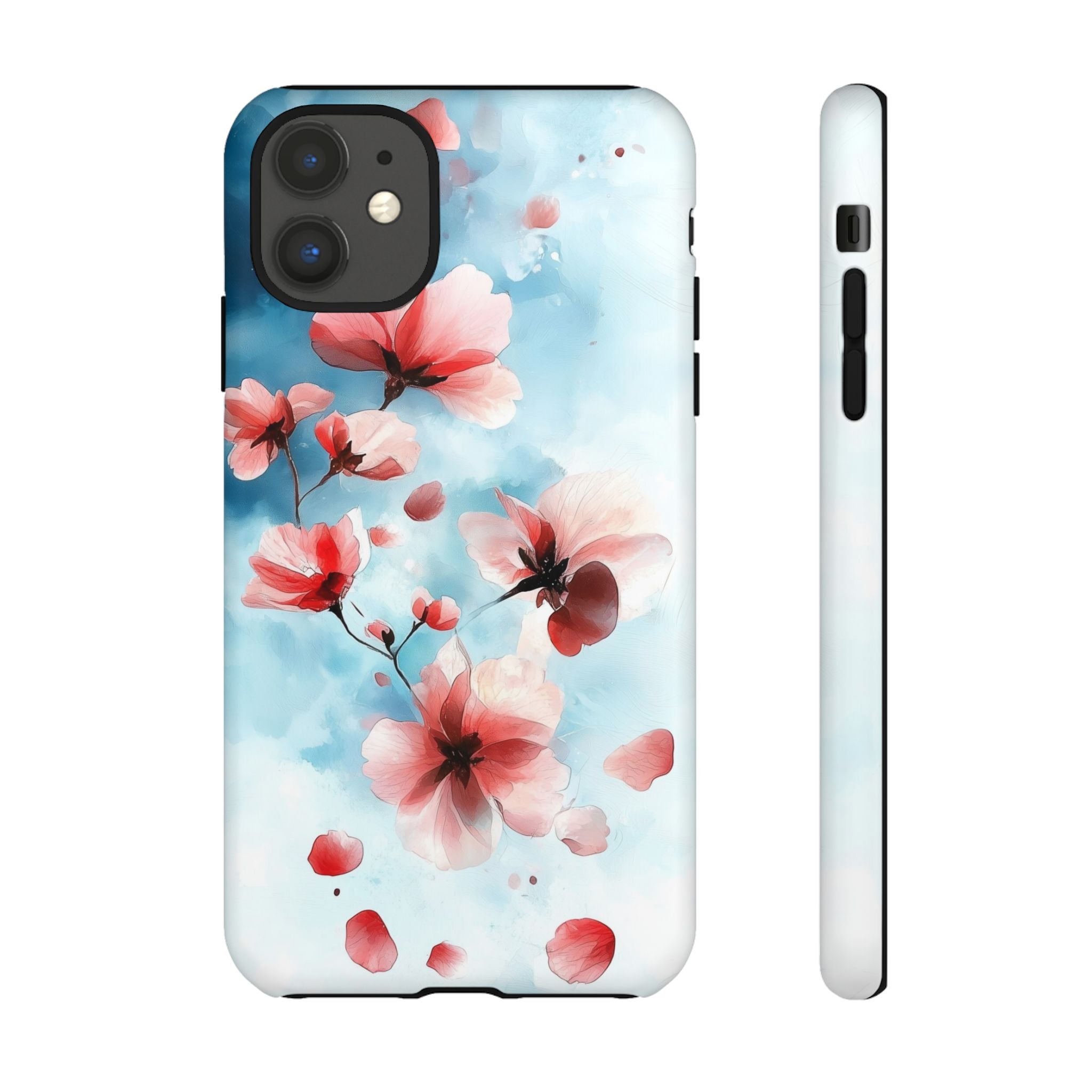 Floral Cherry Blossom iPhone Case | Pastel Pink Blue