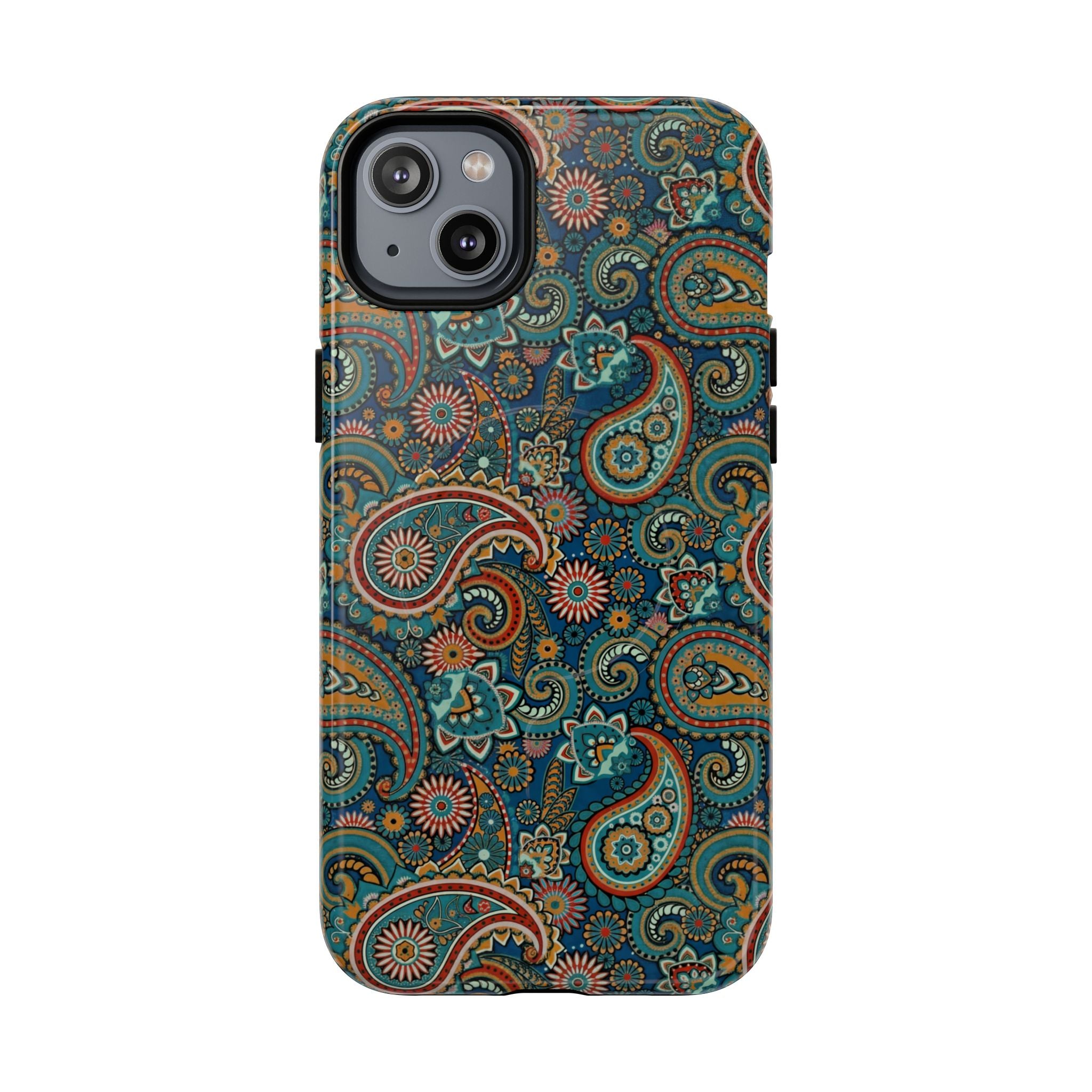 Batik Teal Paisley Tough MagSage iPhone Case