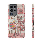 Artistic Cat Samsung Galaxy Phone Case | Painter Kitty Illustration Tough Case
