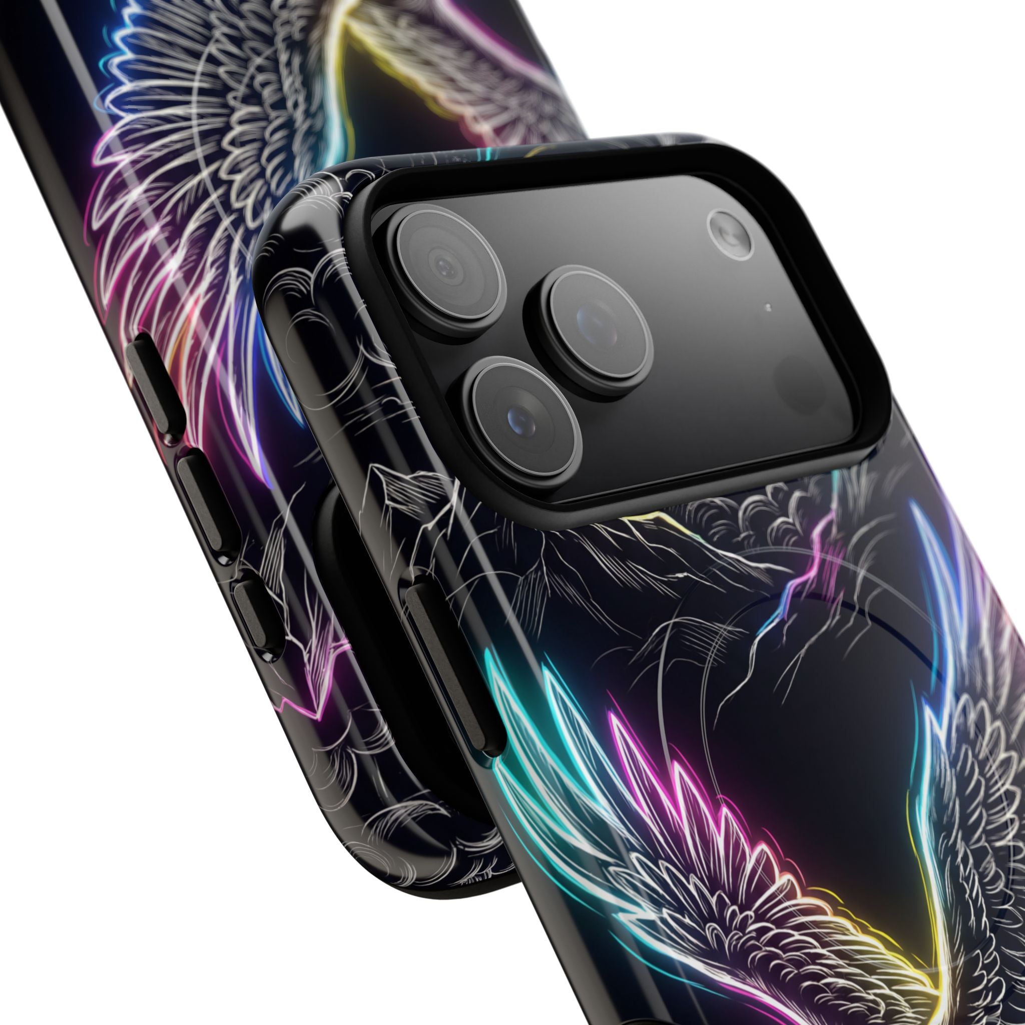 Neon Eagle MagSafe iPhone Case with Mountain Design