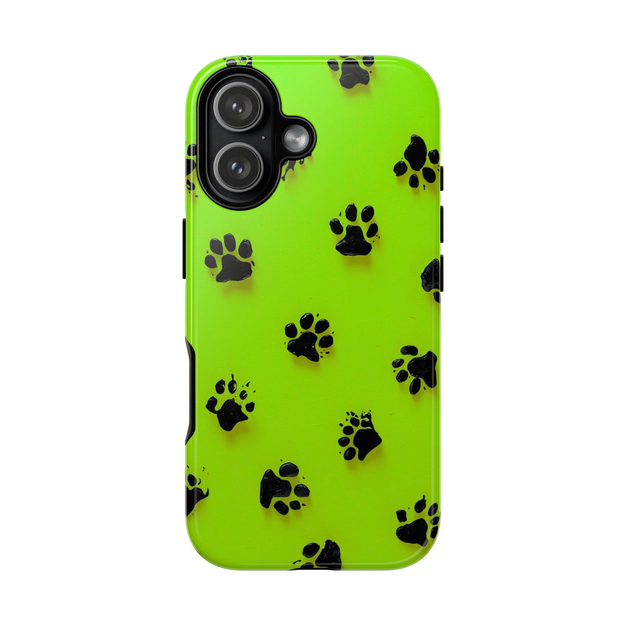 Neon Paw Print Tough Phone Case — Shockproof Pet Lover iPhone Cover