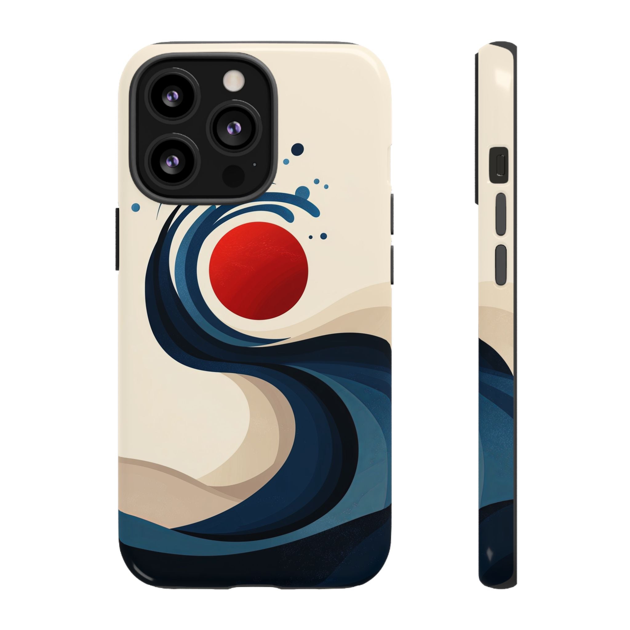 Abstract Wave iPhone Case | Red Sun Ocean Art