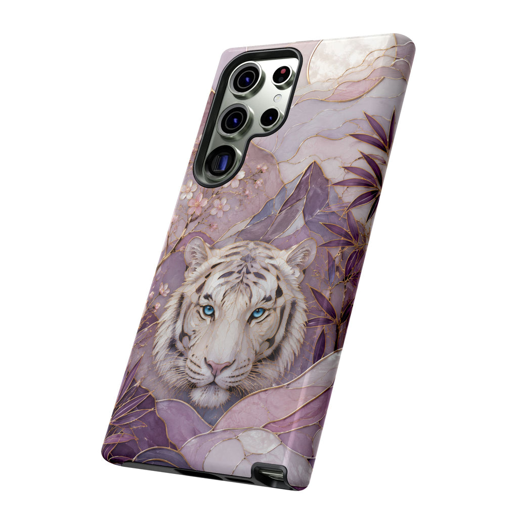 White Tiger Samsung Galaxy Phone Case | Cherry Blossom Art Cover