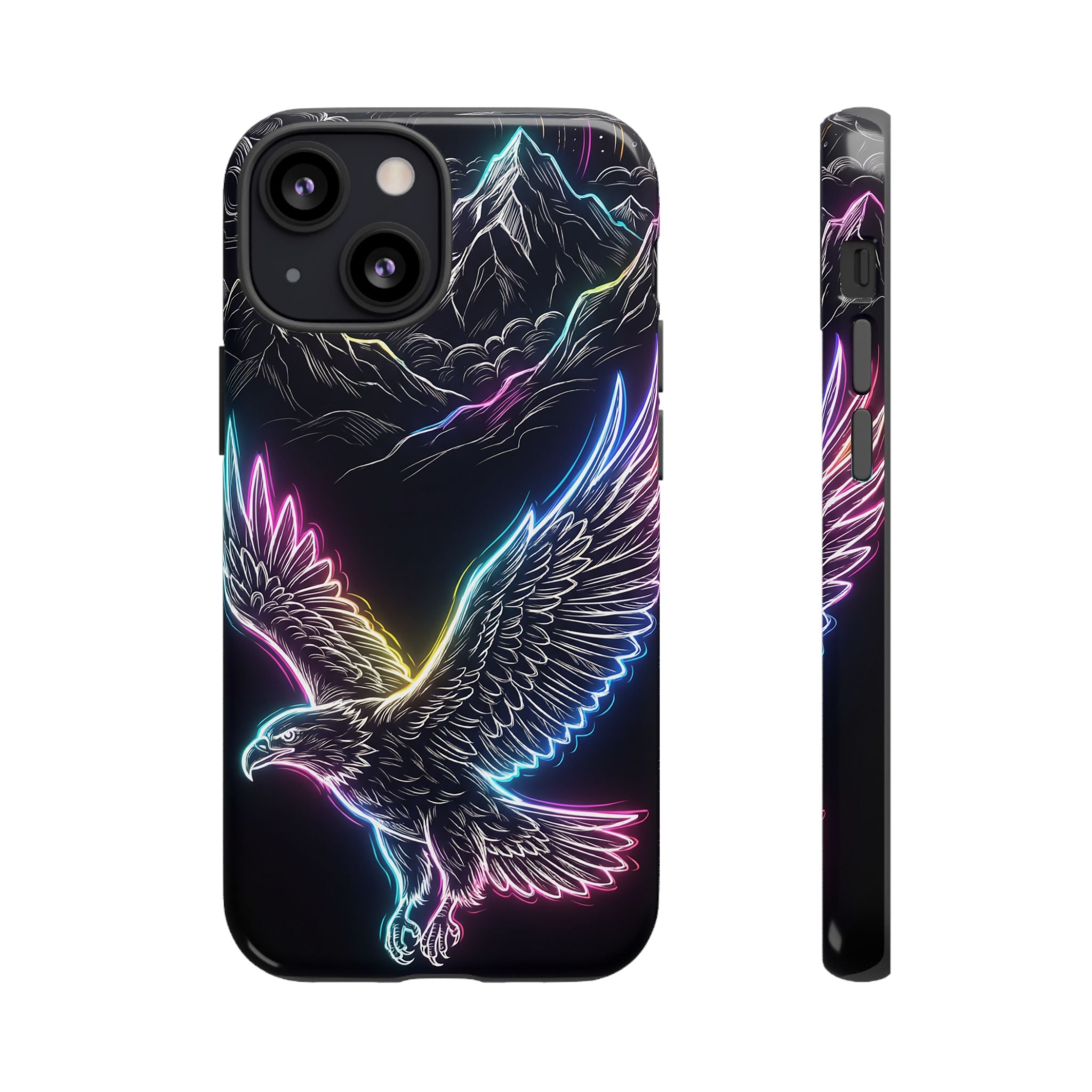 Neon Eagle iPhone Case with Mountain Design