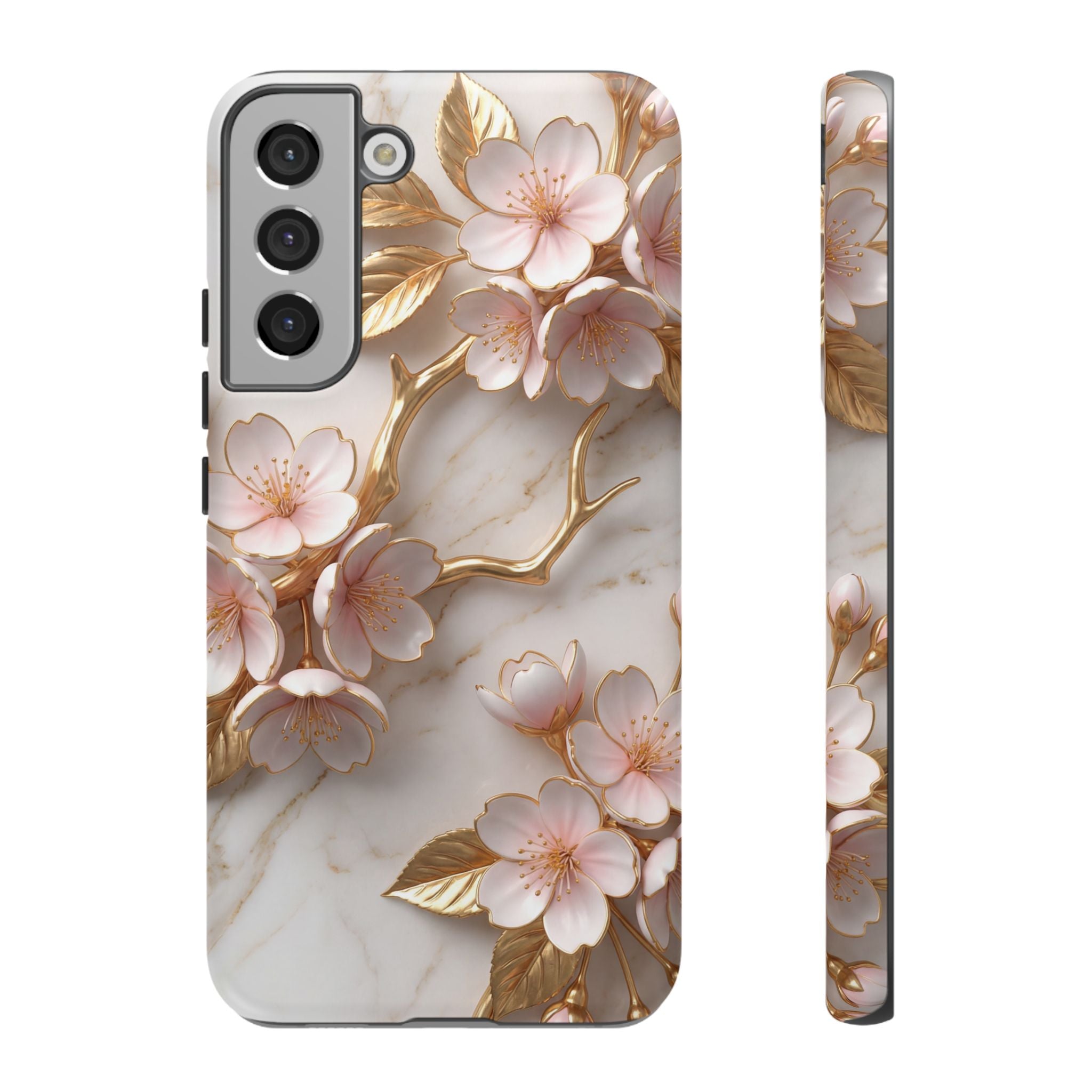 Floral Marble Samsung Galaxy Case — Sakura Gold Cherry Blossom Tough Case