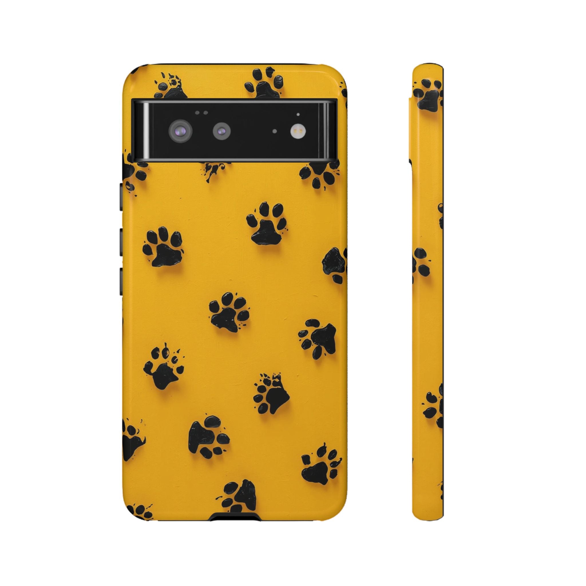 Yellow Paw Print Tough Google Pixel Case — Protective Dog & Cat Lover Cover