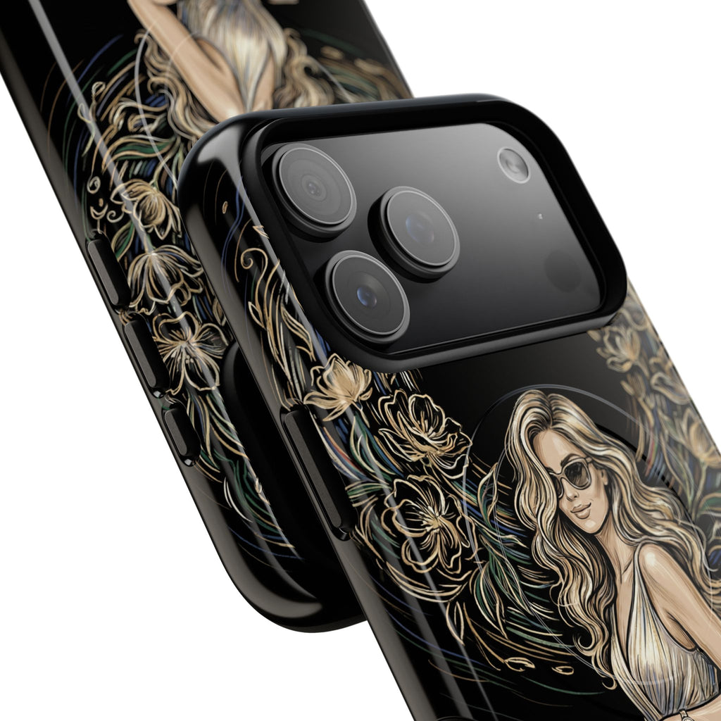 Stylish Woman Floral Wreath Tough MagSafe iPhone Case