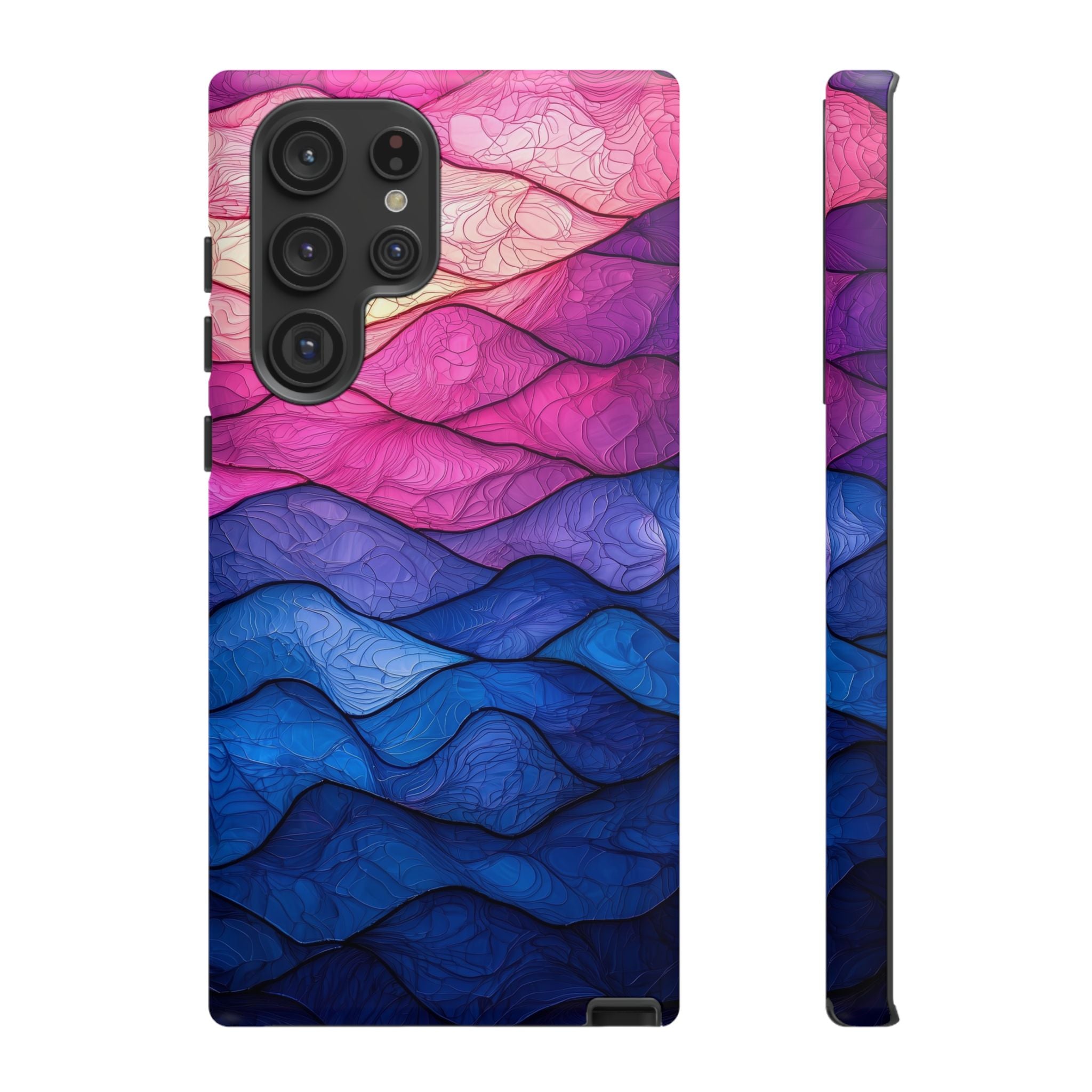 Abstract Ocean Waves Samsung Galaxy Case — Pink & Blue Gradient Tough Case