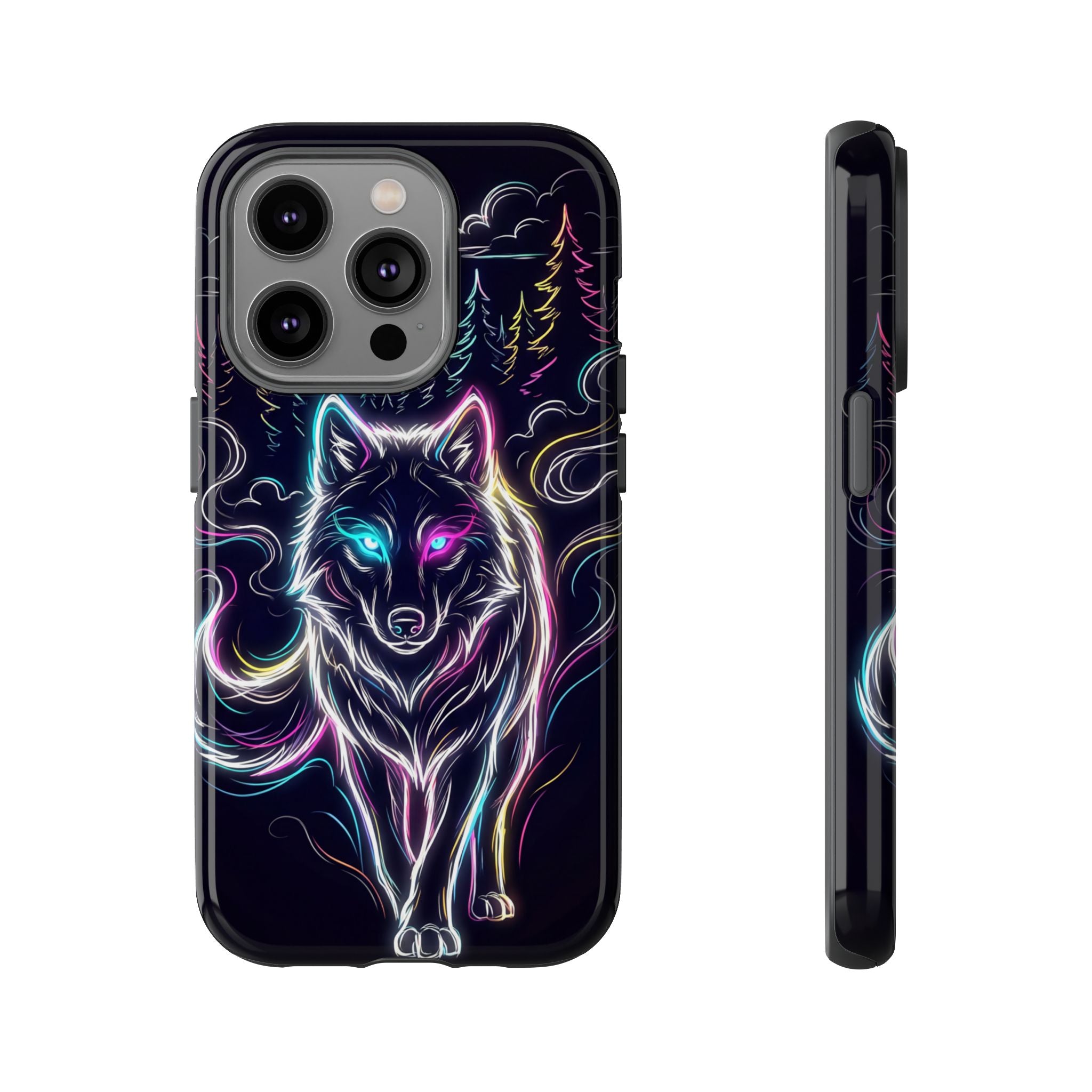 Neon Wolf iPhone Case | Mystic Glow Protective Tough Case