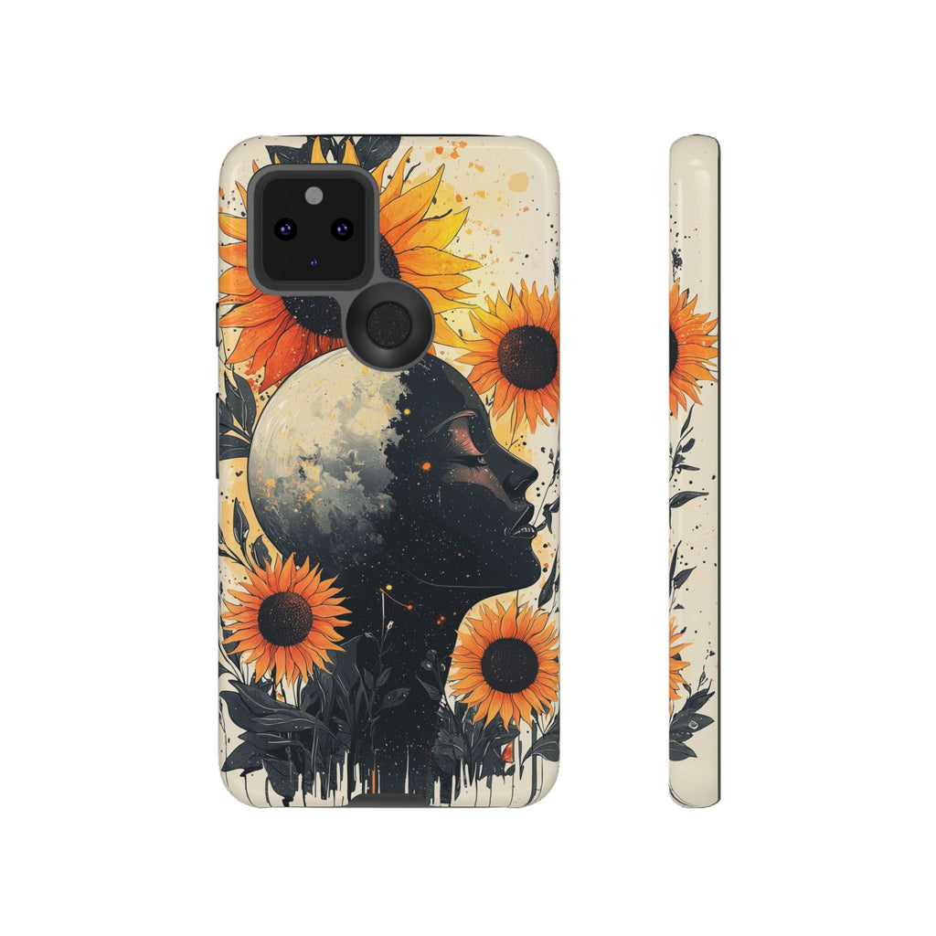 Sunflower Moon Art Google Pixel Case | Floral Celestial