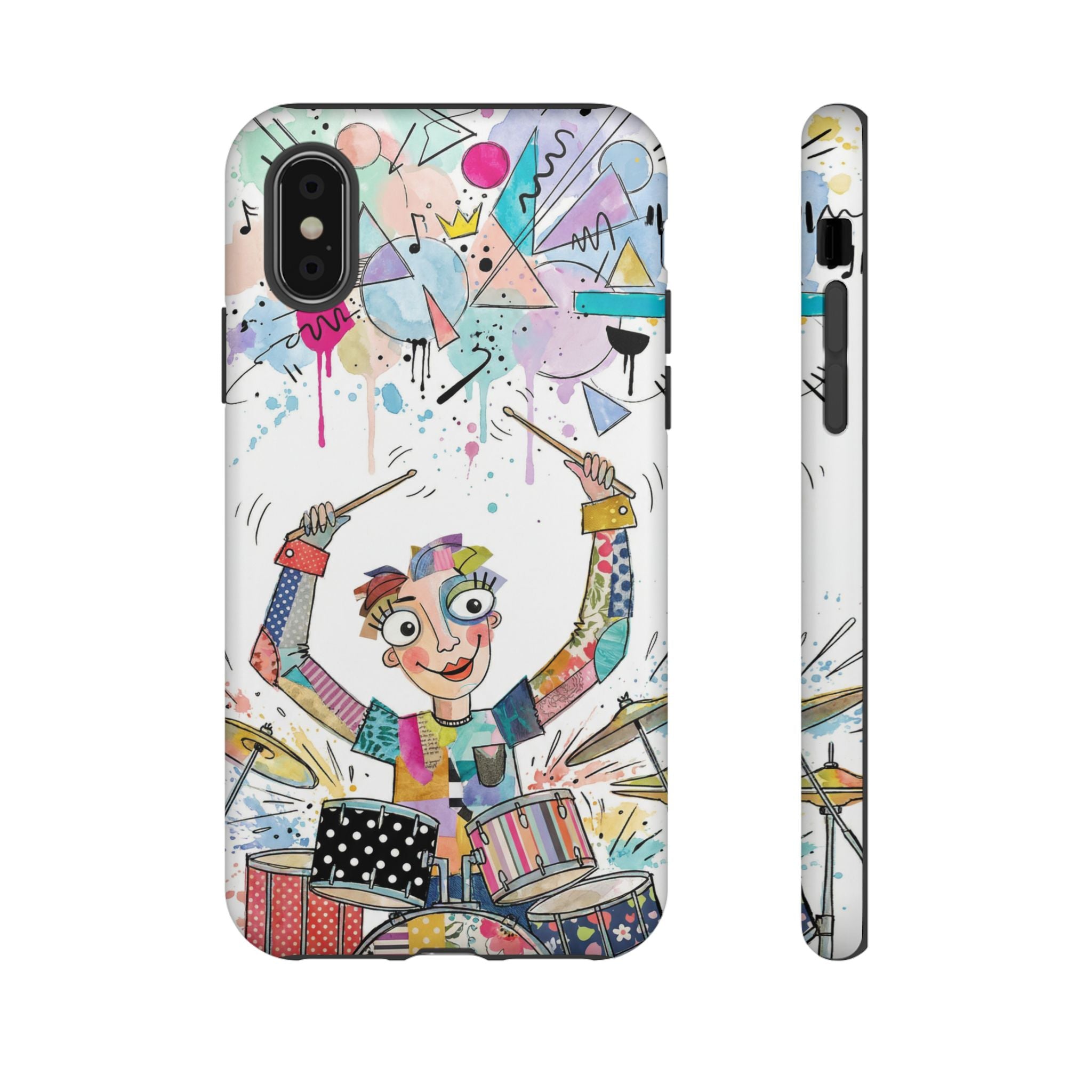 Drummer Boy iPhone Case | Colorful Cartoon Drum Kit Protective Cover