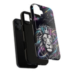 Galaxy Lion MagSafe iPhone Case | Neon Crowned Lion Protective Case