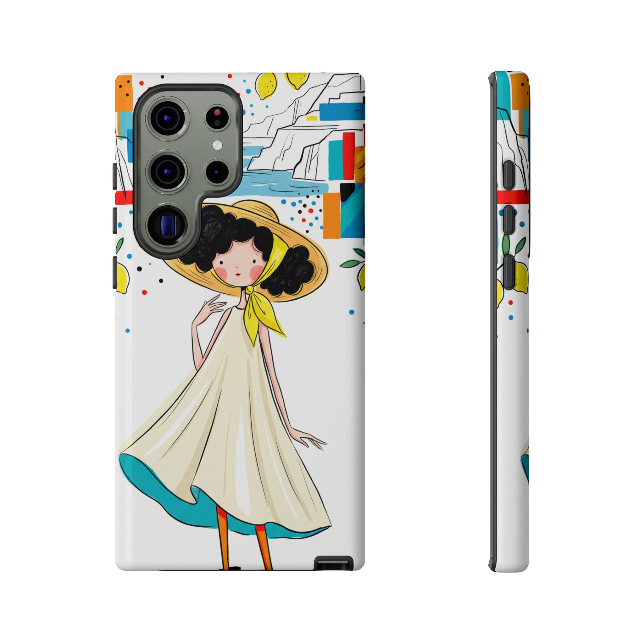 Cute Summer Girl Samsung Galaxy Phone Case | Whimsical Coastal Illustration Protective Case