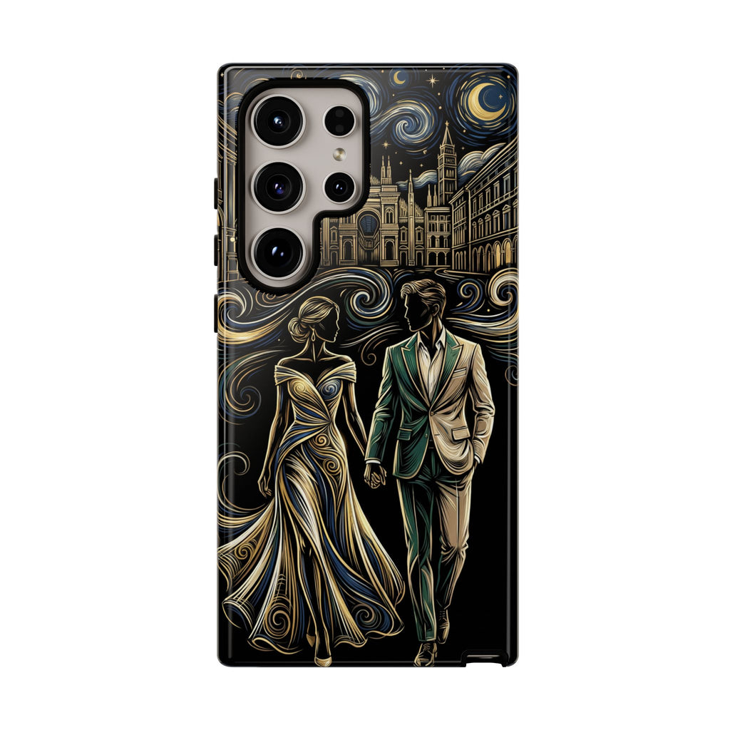 Romantic Night Walk Samsung Galaxy Phone Case | Elegant Couple Art