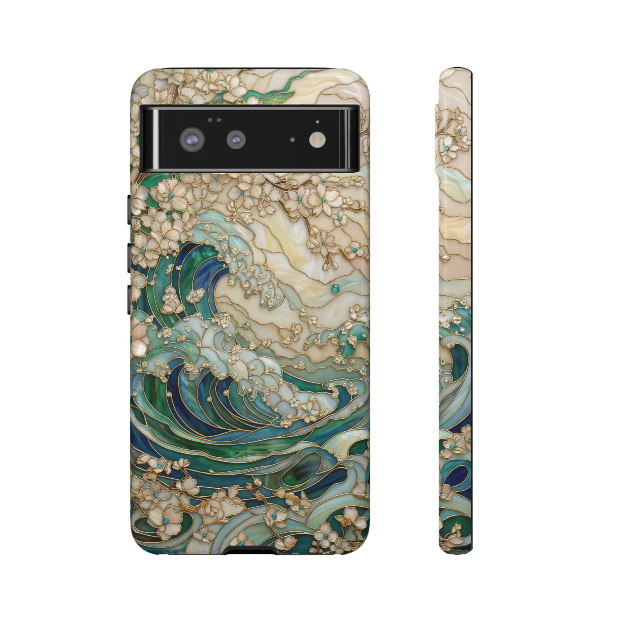 Elegant Ocean Wave Floral Art Google Pixel Case