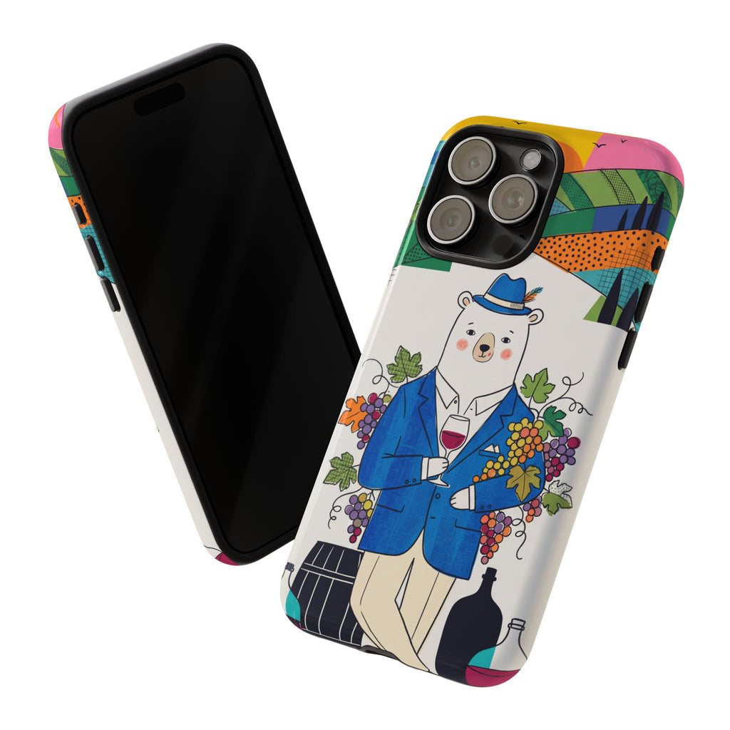Dapper Polar Bear Wine Lover Illustrated Protective iPhone Case