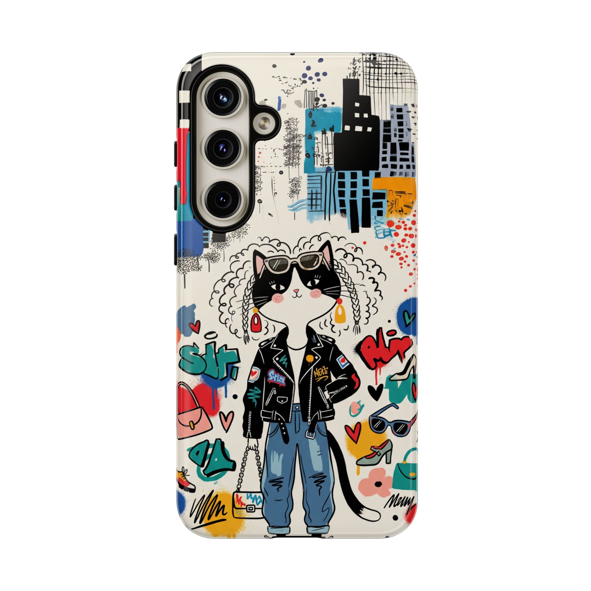 Punk City Cat Graffiti Design Samsung Galaxy Phone Case