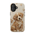 Cute Mosaic Puppy MagSafe iPhone Case — Protective Phone Cover with Brown Puppy Art