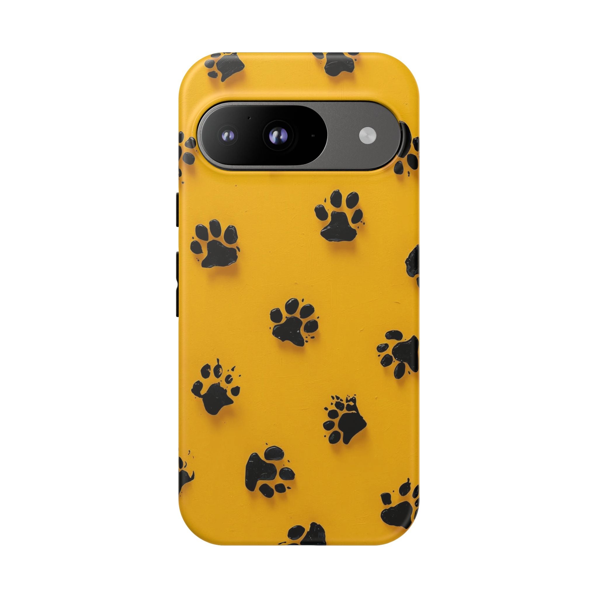 Yellow Paw Print Tough Google Pixel Case — Protective Dog & Cat Lover Cover