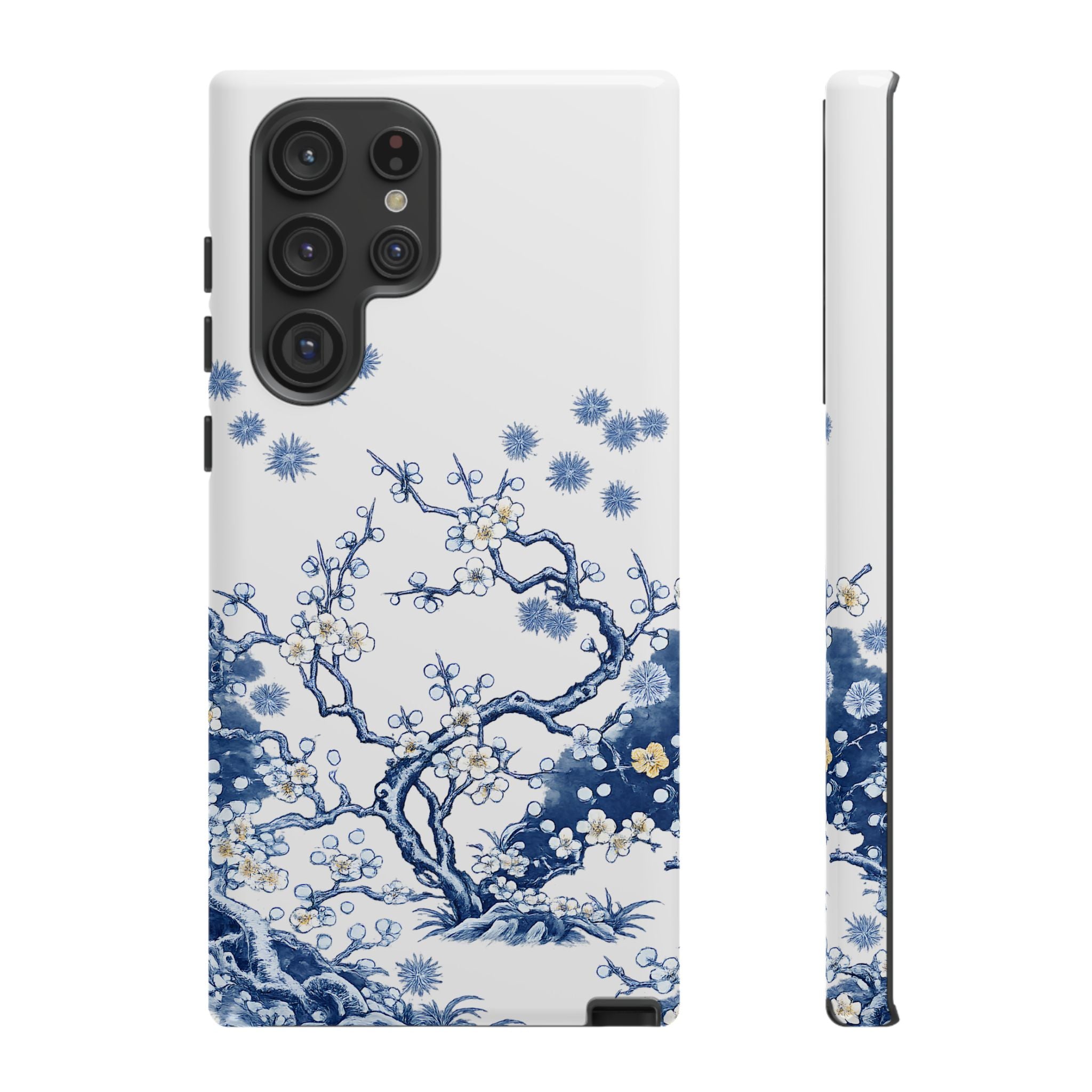 Vintage Blue White Porcelain Samsung Galaxy Phone Case | Chinoiserie Floral Tough Cover