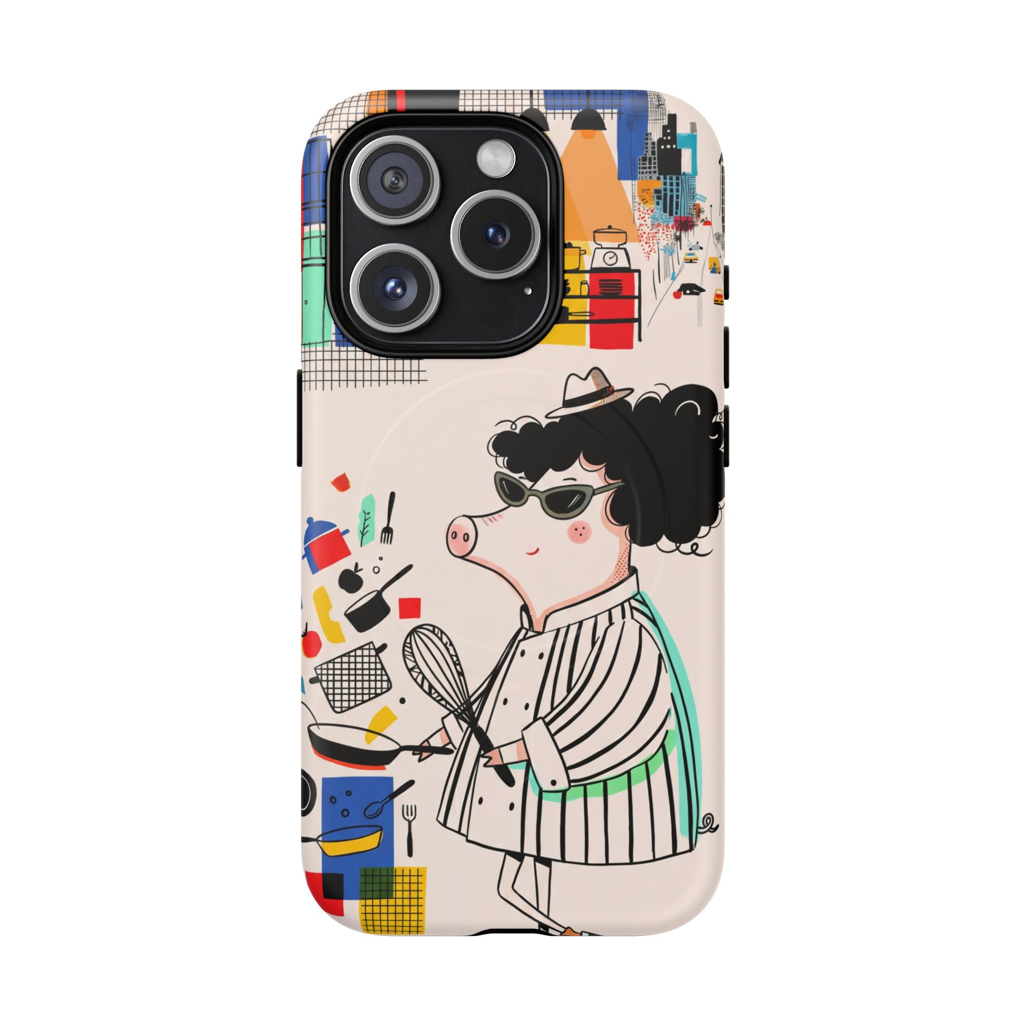 Cute Chef Pig MagSafe iPhone Case | Quirky Cartoon Kitchen Art Tough Case