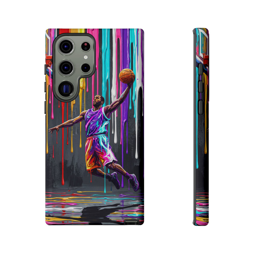 Color Splash Basketball Samsung Galaxy Phone Case | Vibrant Drip Dunk Design