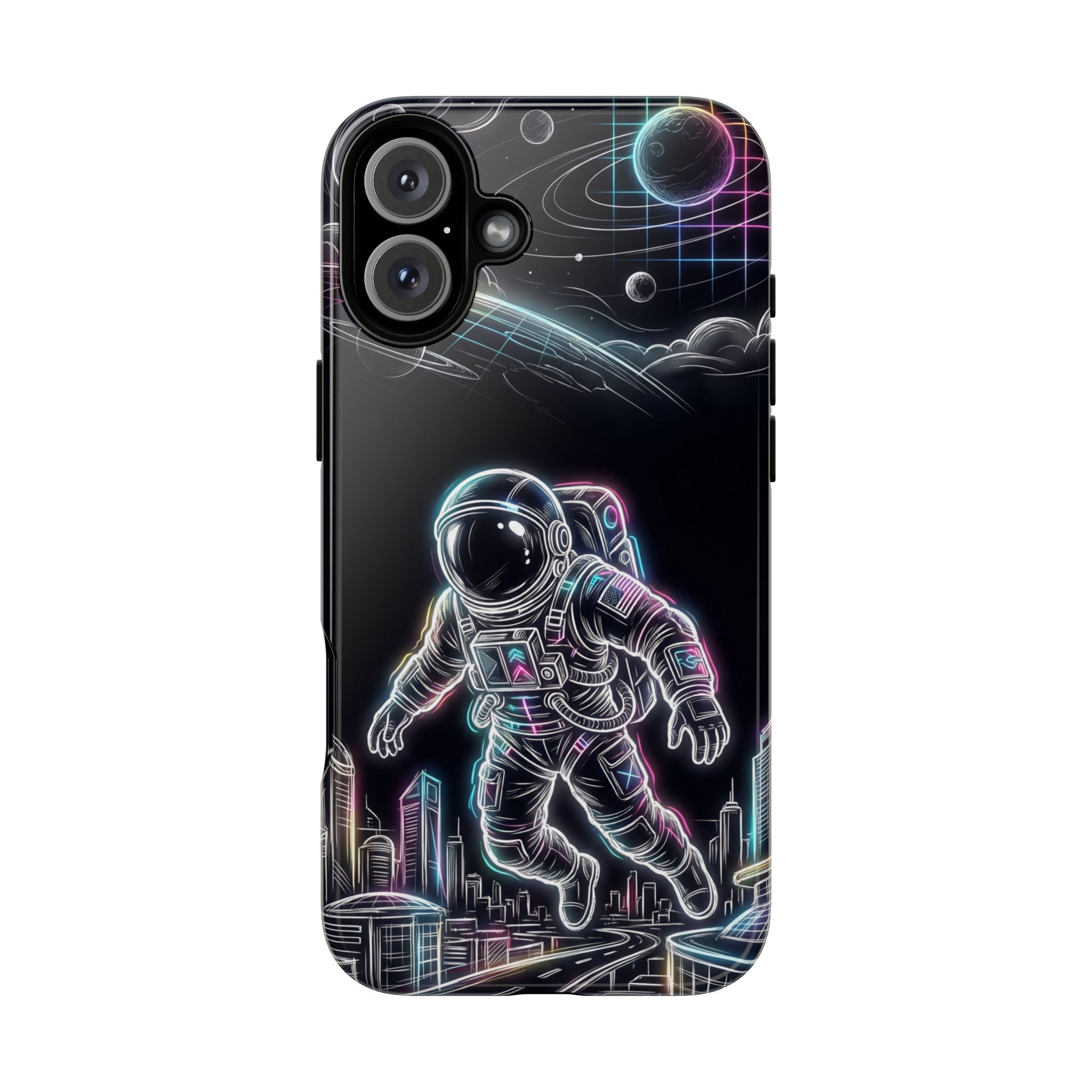Space Explorer Astronaut Neon iPhone Case