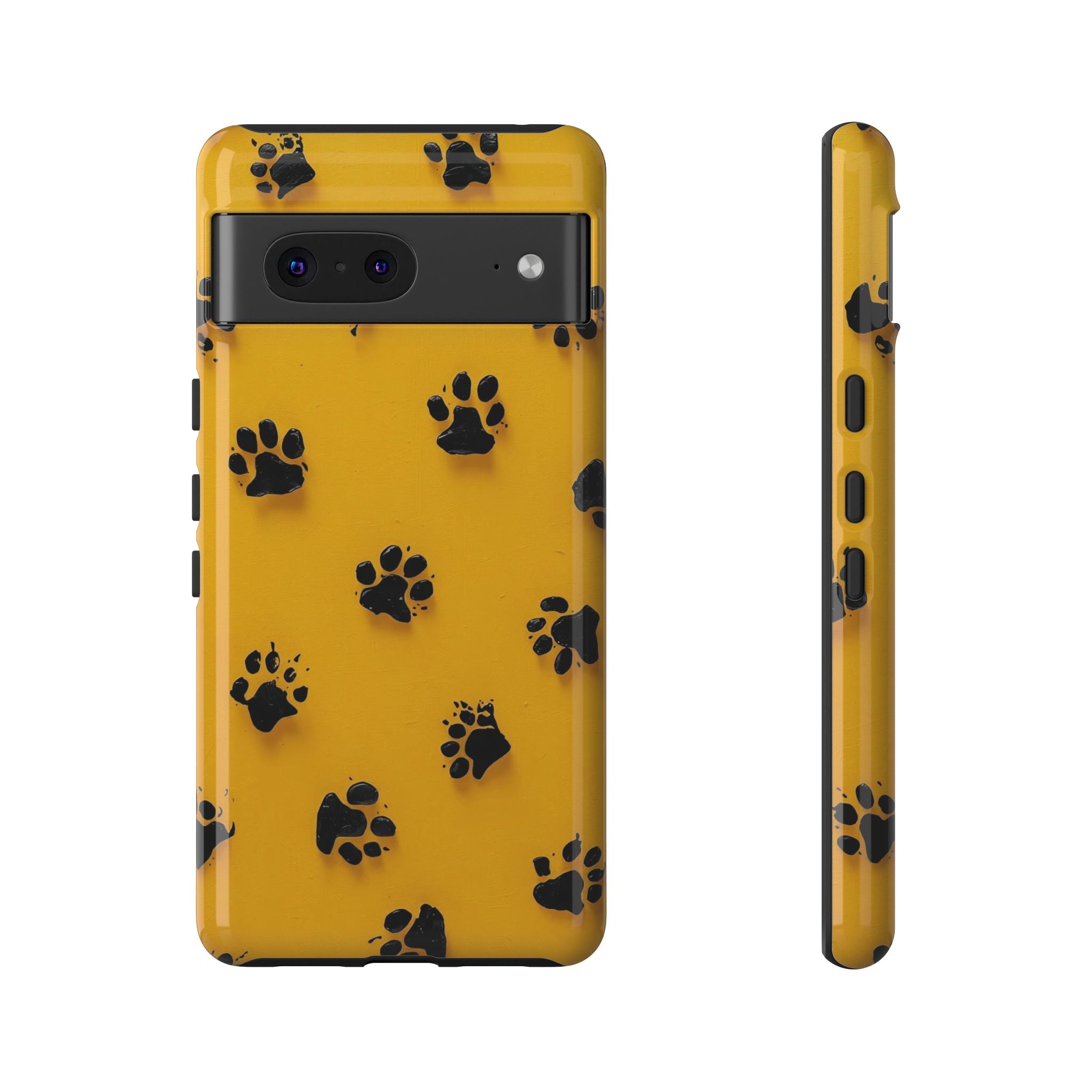 Yellow Paw Print Tough Google Pixel Case — Protective Dog & Cat Lover Cover