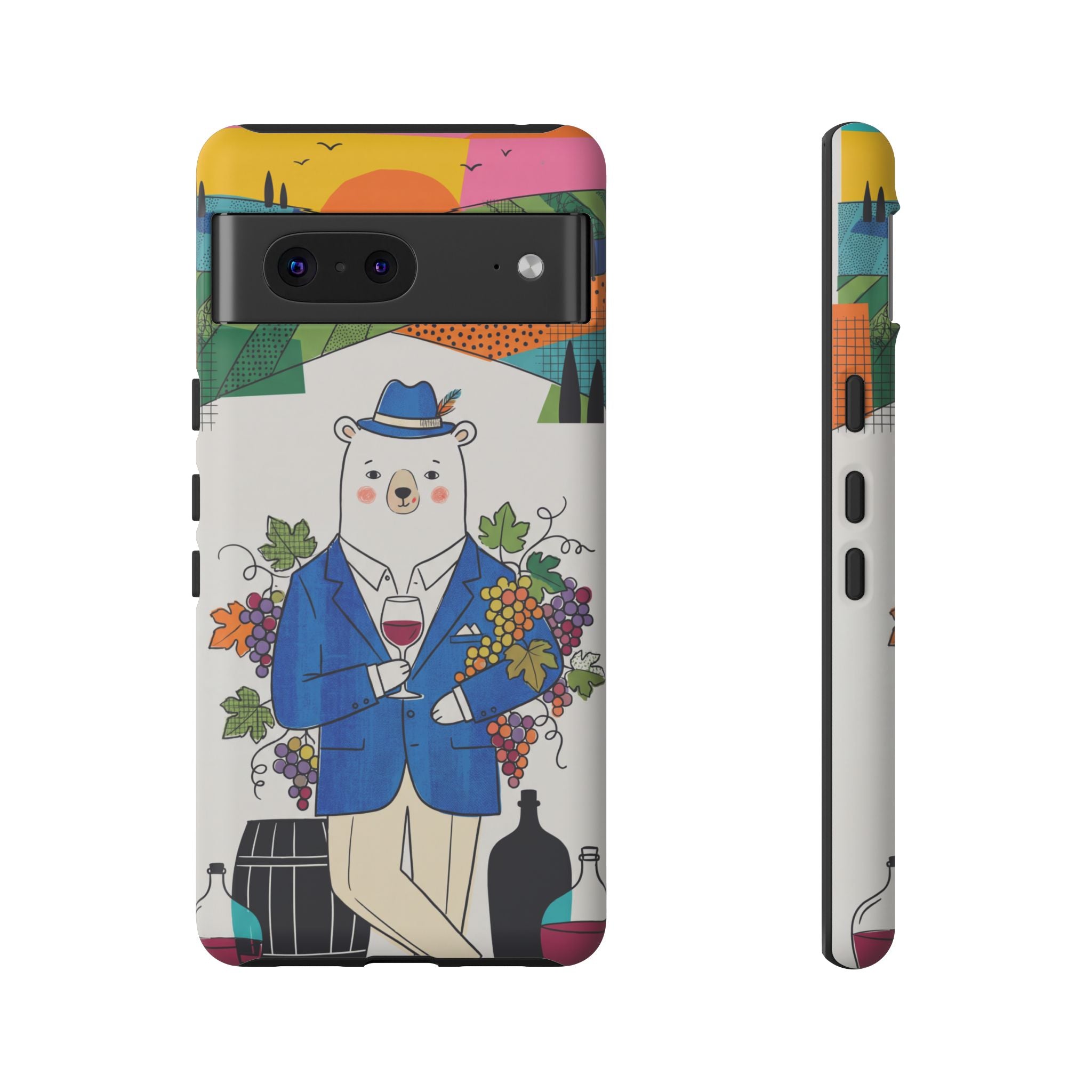 Dapper Polar Bear Wine Lover Illustrated Protective Google Pixel Phone Case