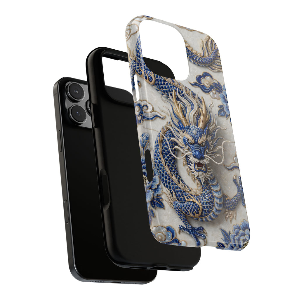 Asian Zodiac Dragon iPhone Case | Blue & White Porcelain Luxury Protective Case | Year of the Dragon Gift