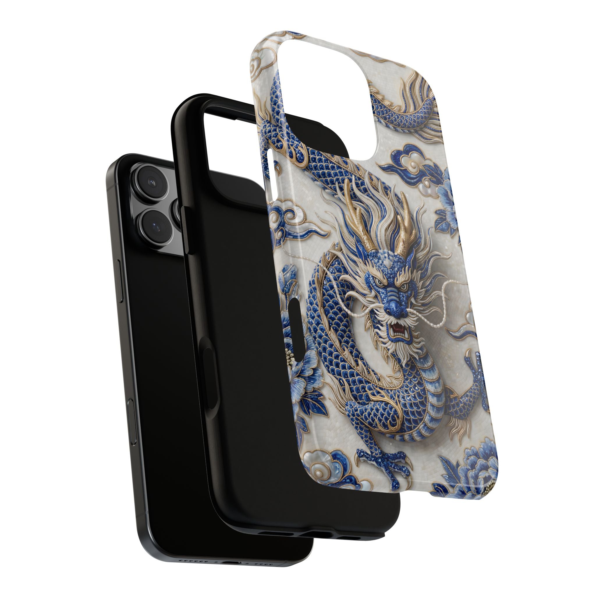 Asian Zodiac Dragon iPhone Case | Blue & White Porcelain Luxury Protective Case | Year of the Dragon Gift