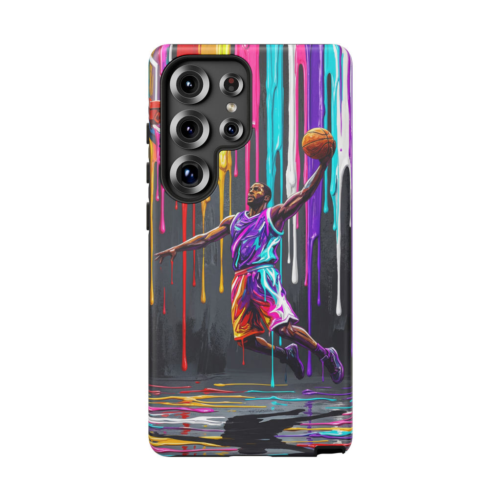 Color Splash Basketball Samsung Galaxy Phone Case | Vibrant Drip Dunk Design