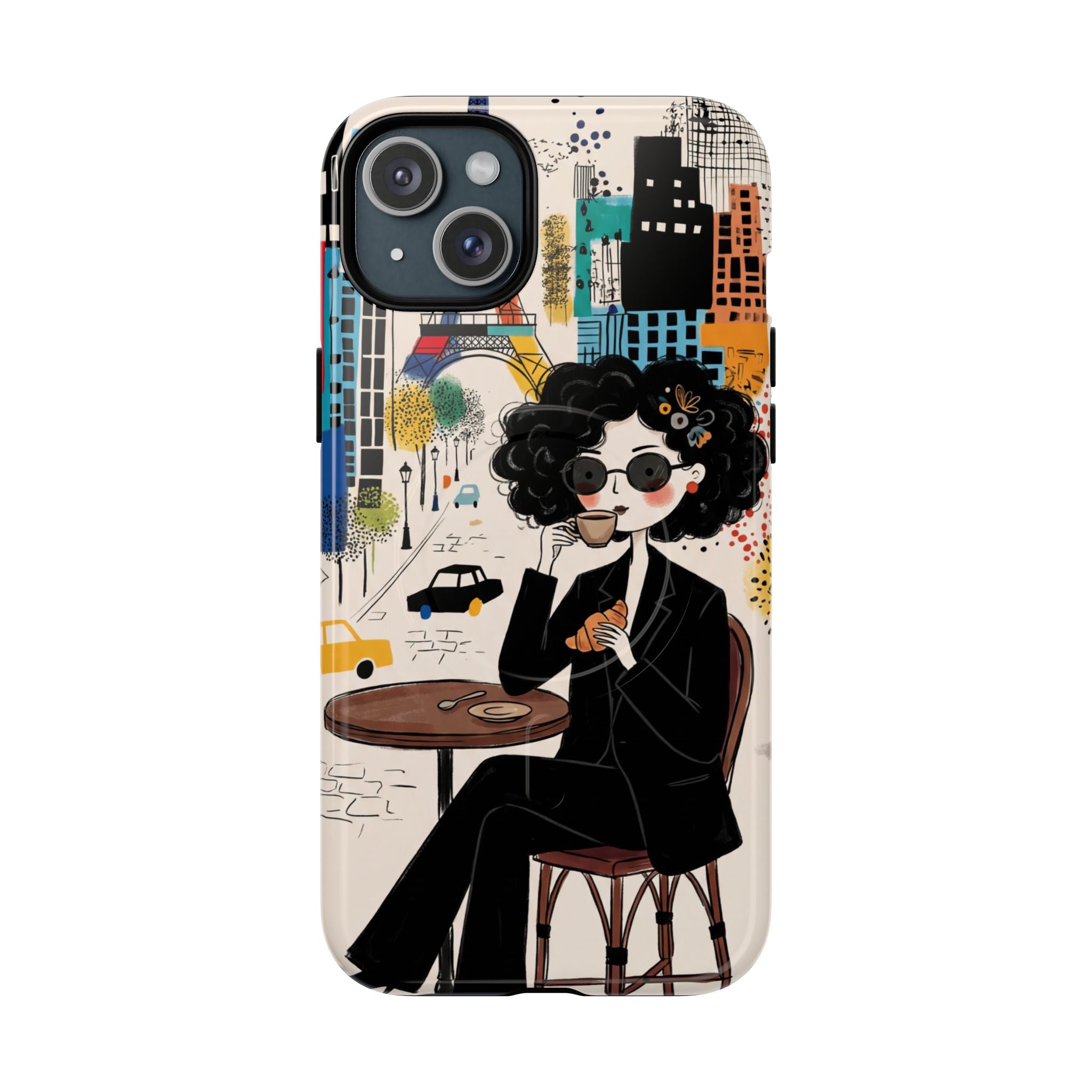 Paris Cafe Chic MagSafe iPhone Case | Stylish Woman Illustration iPhone Cover