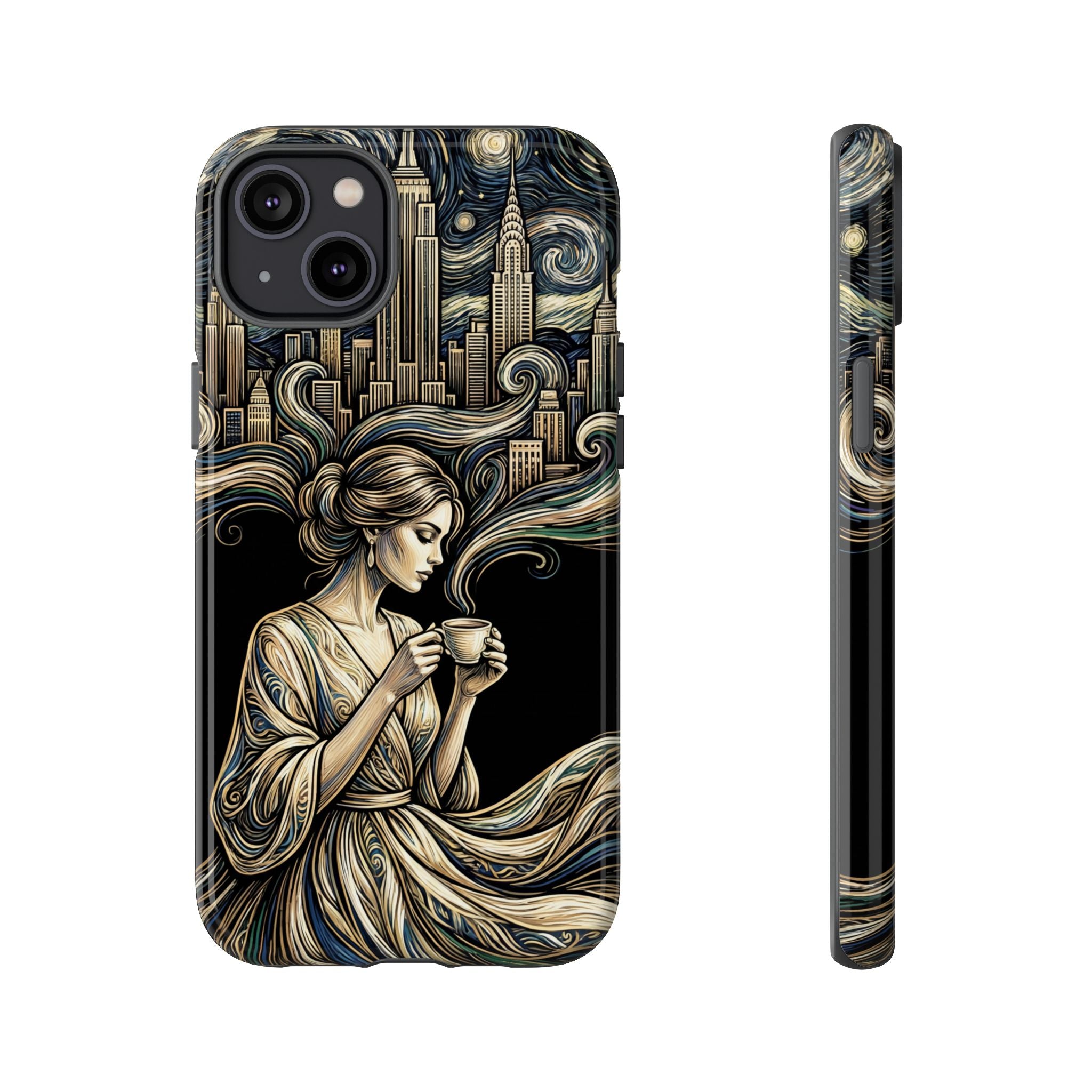 Vintage Cityscape Woman Tea Art iPhone Case