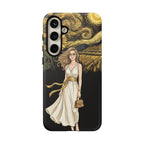 Cover per telefono Samsung Galaxy "Notte di girasoli" | Donna in abito fluente stile Van Gogh